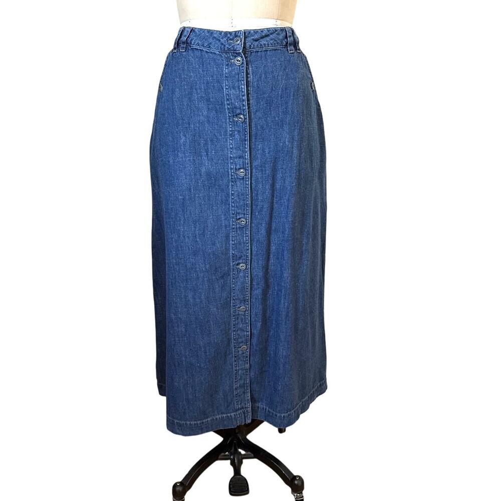 Poetry A-Line Midi Length Denim Skirt Size Large Farmhouse Boho
